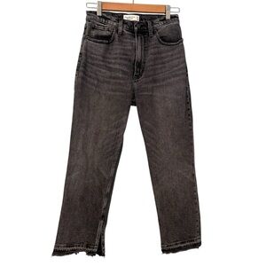 Abercrombie &‎ Fitch The Ankle Straight Ultra High Rise Black Split Hem 28 Short